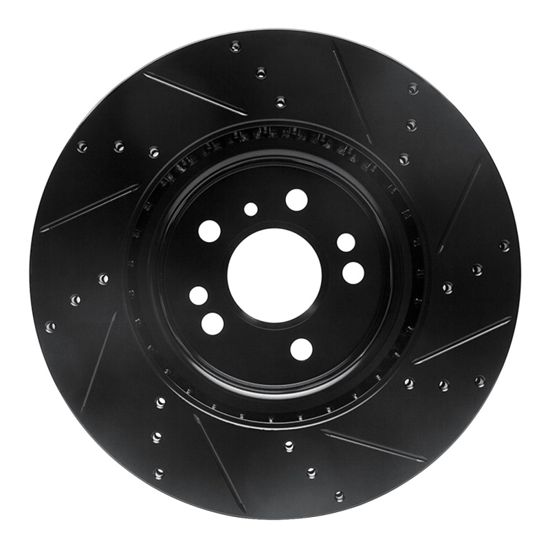Mercedes-Benz ML350 Brake Rotor (1) - Front Left - R1 Concepts - Drilled & Slotted - Black - `12-`18